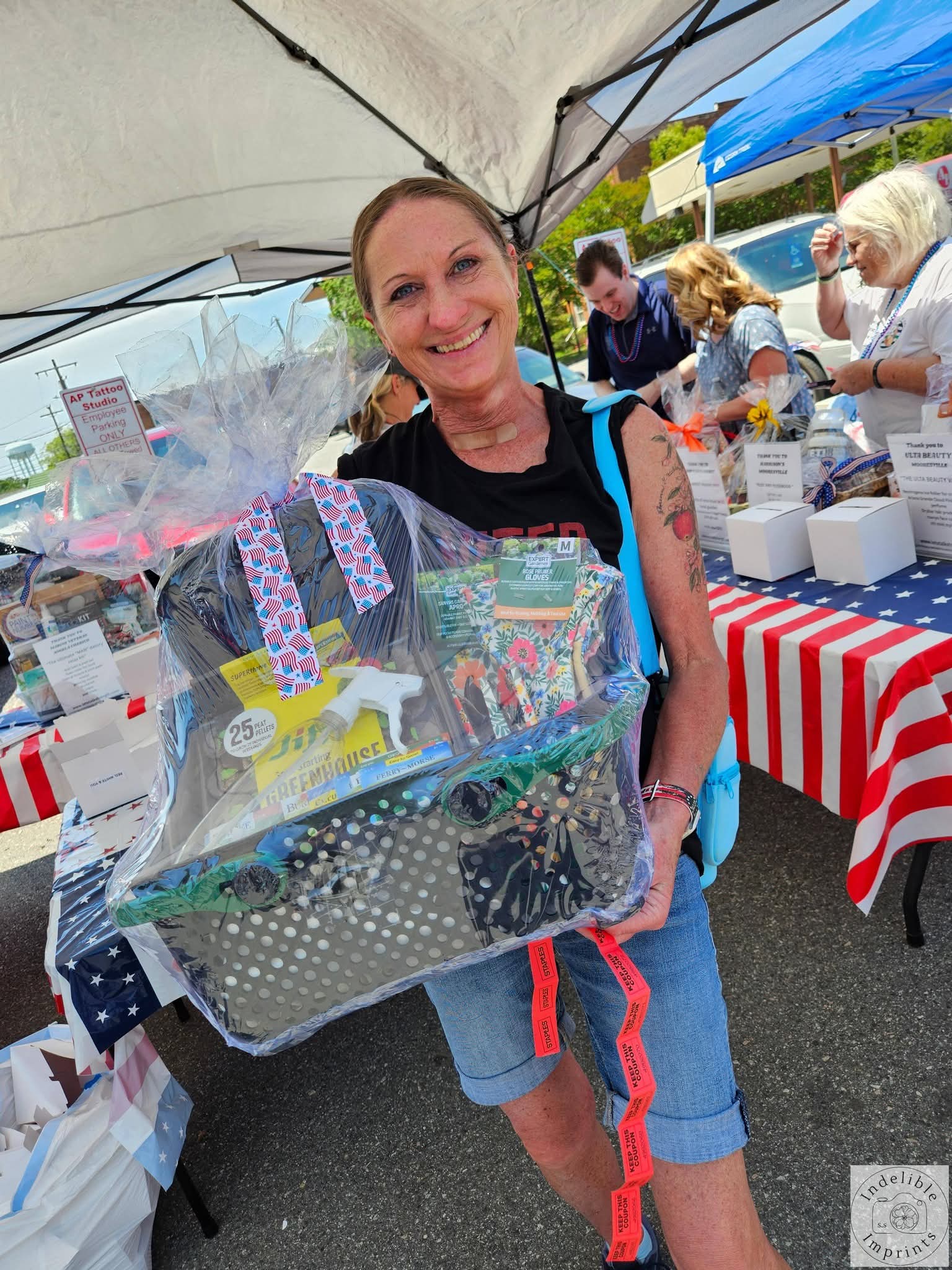 A raffle basket prize on display at an LTS fundraising event